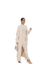 Manteau Long Maille Torsadée - Cocooning Chic