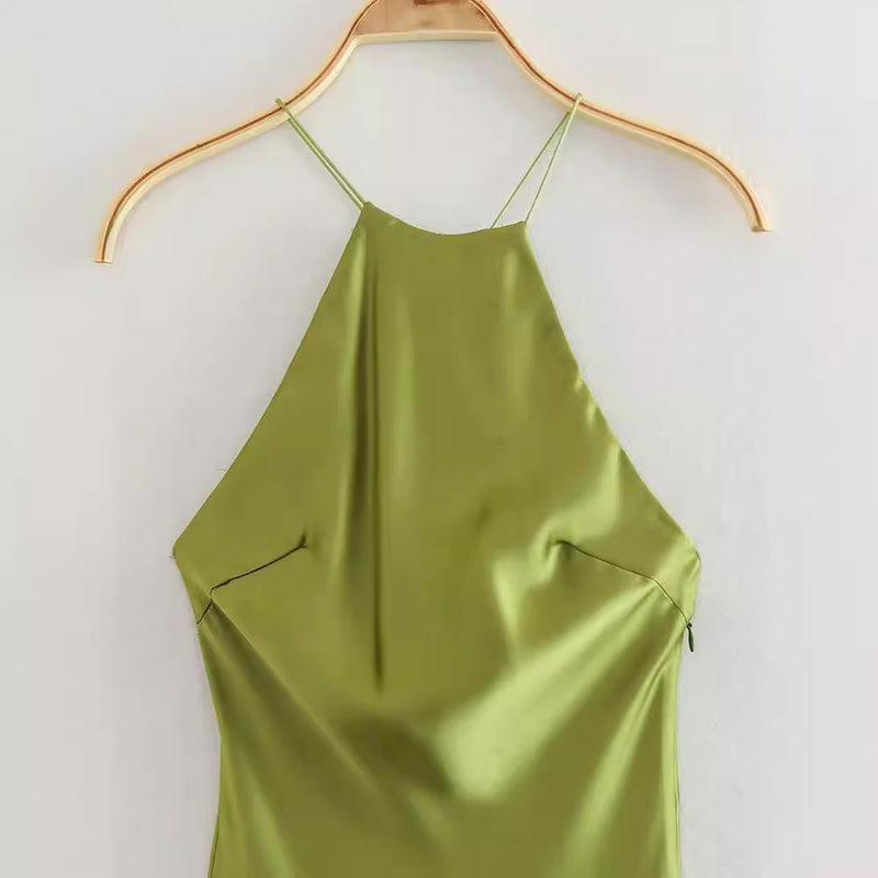 Robe Sling Soie Satin - Élégance Européenne & Américaine