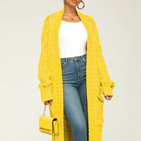 Manteau Long Maille Torsadée - Cocooning Chic