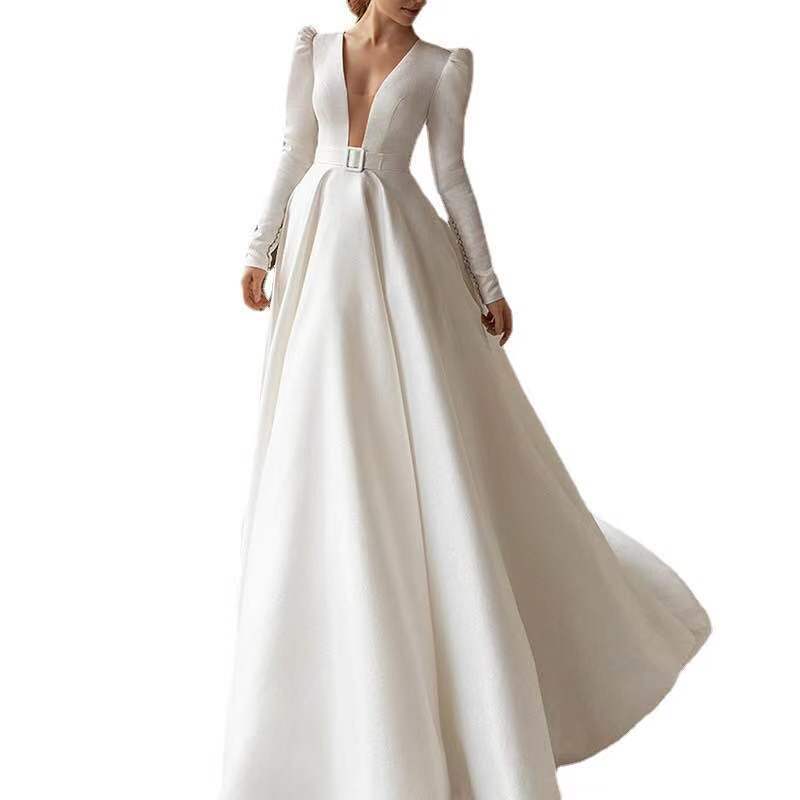 Robe Blanche Satin - Élégance Française Intemporelle