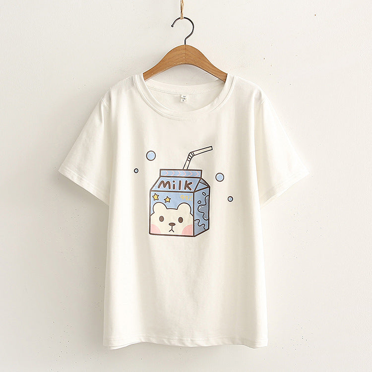 Printed Short-sleeved T-shirt Women Loose Casual Half-sleeve — VELORA