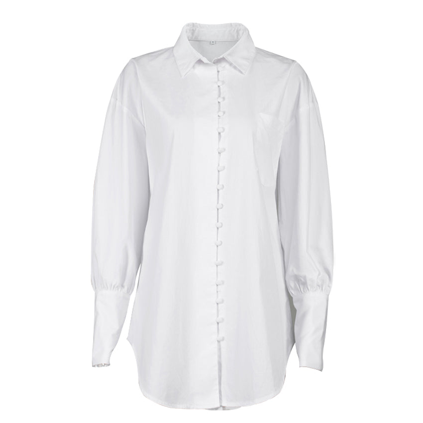 Europe & United States Manches Longues Coton Chemise Ample