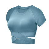 Yoga Clothes Sports Fitness Top Short Sleeve Women — livraison gratuite
