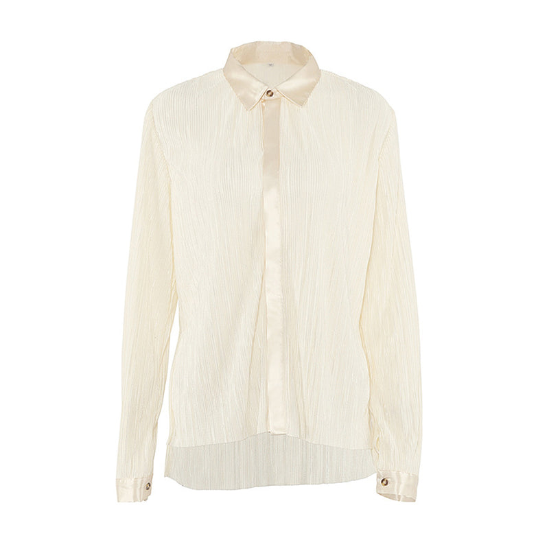 Lapel Pleated Shirt  Draped Add Trousers