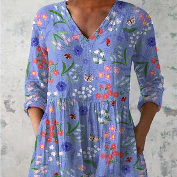 Female Creative Fish Pattern Vacation Style Dress — VELORA
