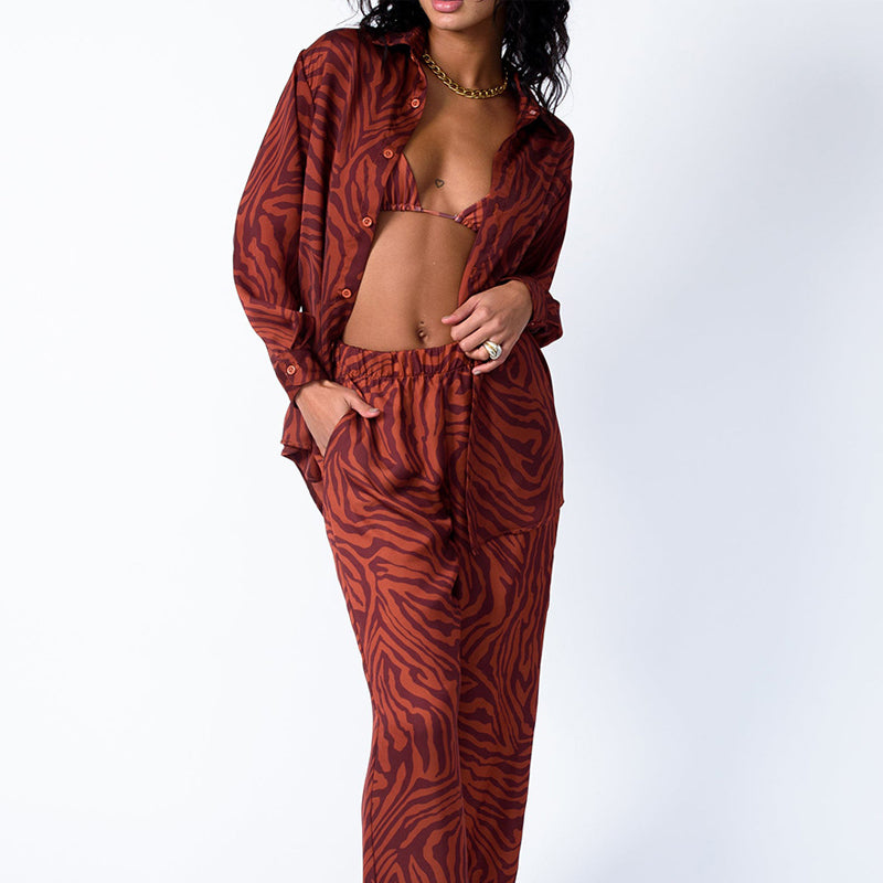 Ample Imprimé Chemise Femme's Tailleur