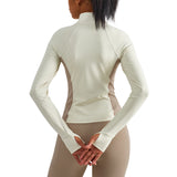 Color Blocking Running Exercise Fitness Long Sleeve Top Yoga — mode femme