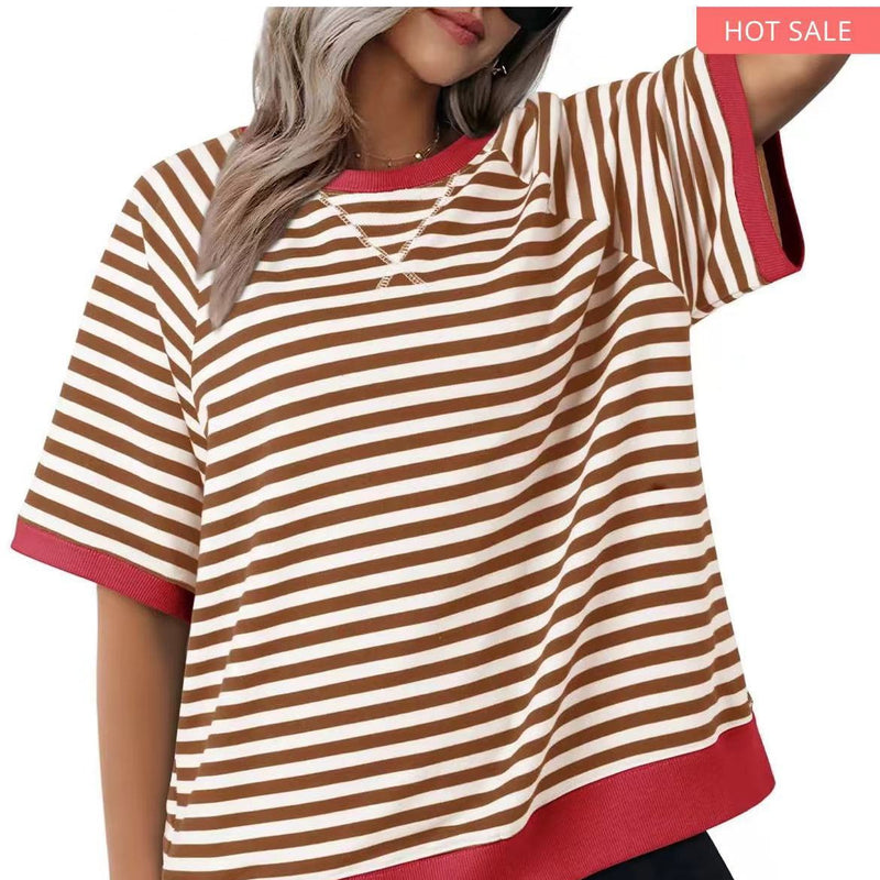 T-shirt Rayé Ample Femme - Élégance Décontractée