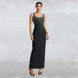 Robe Fourreau Strass Col U - Élégance Sophistiquée Premium