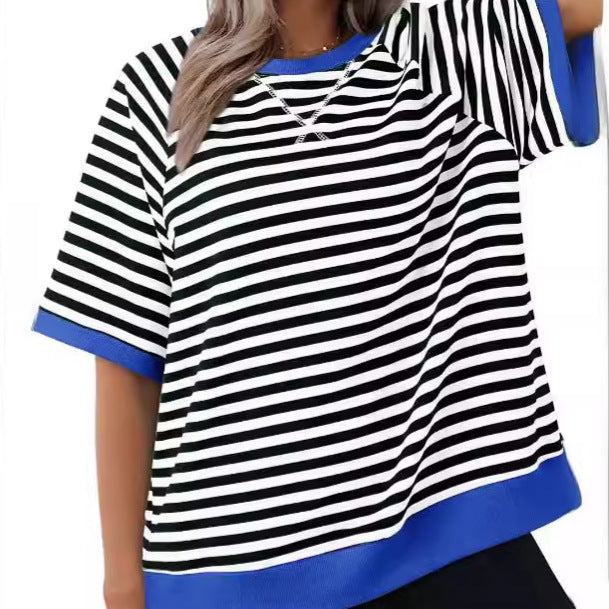 T-shirt Rayé Ample Femme - Élégance Décontractée