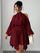 Robe Manches Longues Unie Automne - Élégance Intemporelle