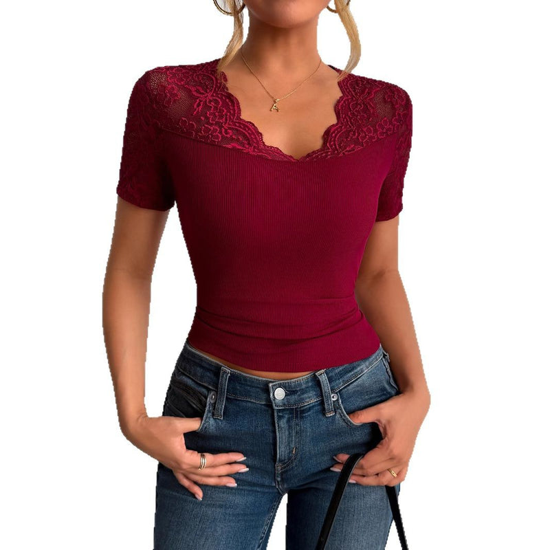 Chemise Dentelle Printemps - Cols Ajourés Élégants