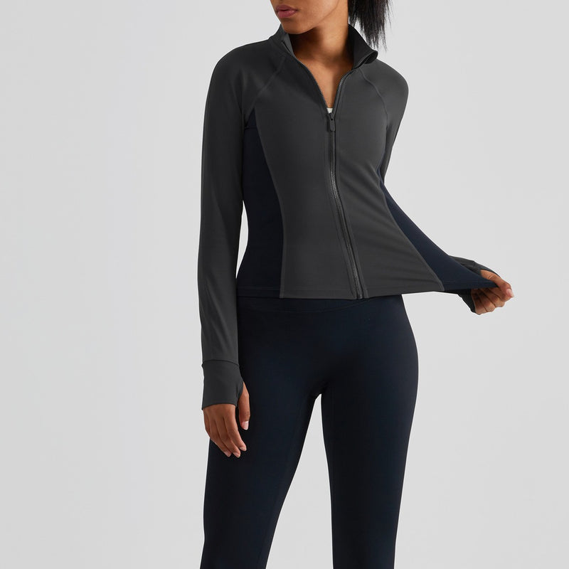 Color Blocking Running Exercise Fitness Long Sleeve Top Yoga — VELORA