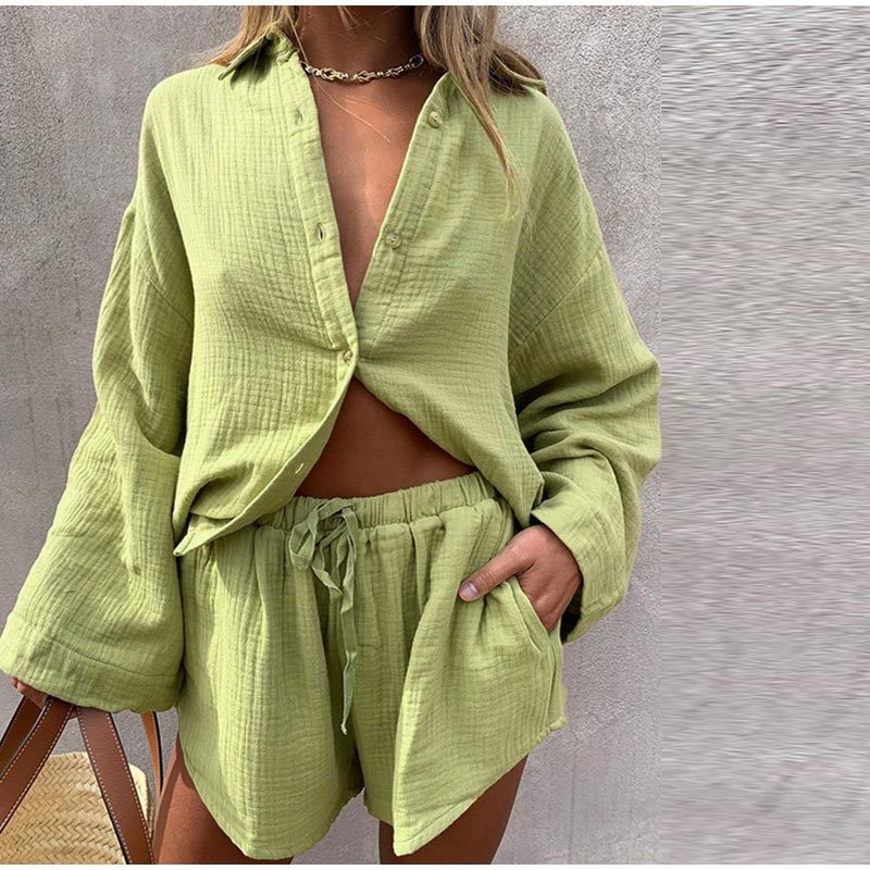 Manches Longues Chemise Casual Courte Two-piece Veste