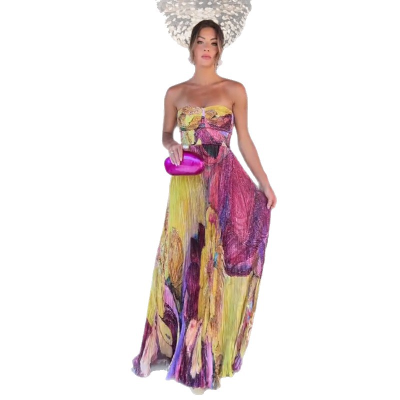 Robe Bandeau Imprimée Élégante - Style Vacances Premium