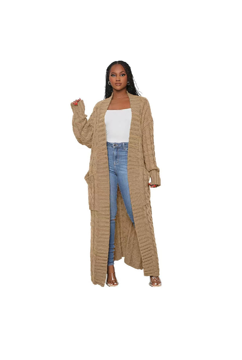 Manteau Long Maille Torsadée - Cocooning Chic