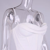 Pile Collar Fishbone Fold Camisole Jacket - Élégance Intemporelle