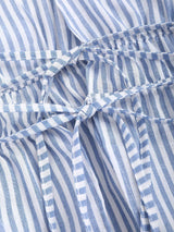 Femme's Bow Dentelle-up Rayé Top Casual Manteau