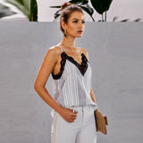 Women's Casual Sleeveless T-Shirts Lace Lace Suspenders — livraison gratuite
