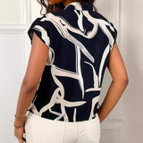 Women's Shirt Printed Lace-up Top Fashionable All-match — livraison gratuite