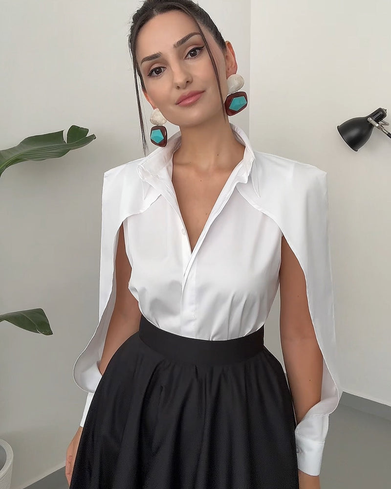 White Hollow Sleeve Chemise – Élégance Minimaliste