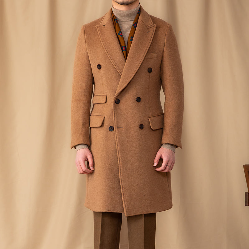 Veste Longue Col Montant Double Boutonnage – Chaleur Premium