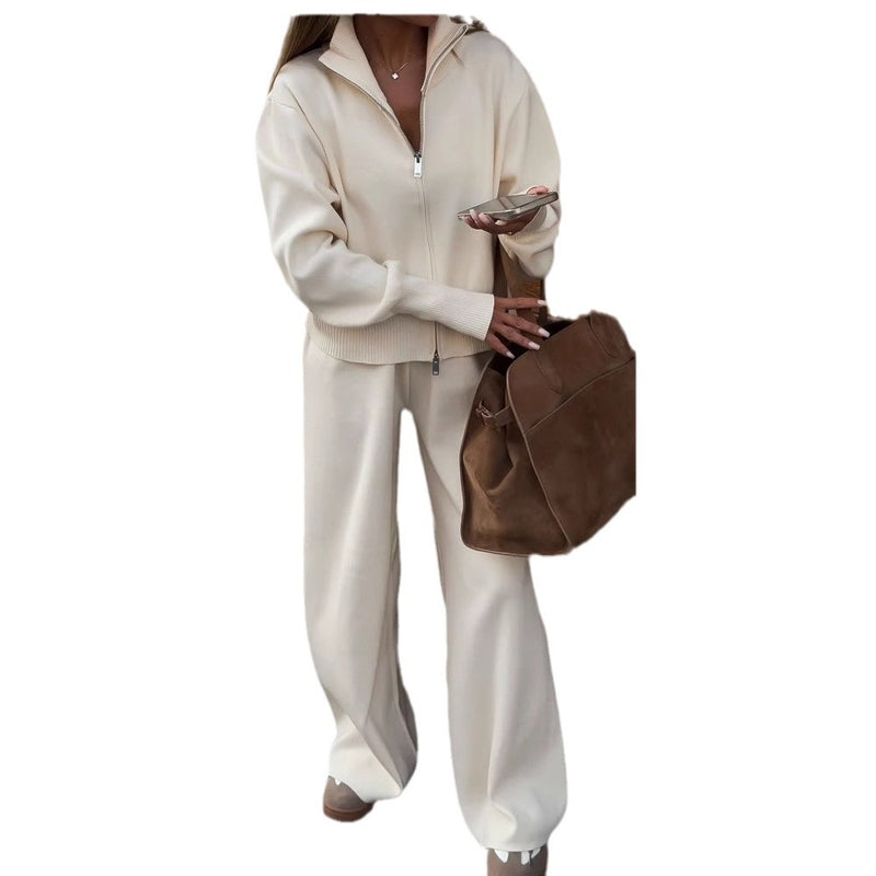 Uni Slim Cropped Top & Slim Knit Pantalon Two-piece Set