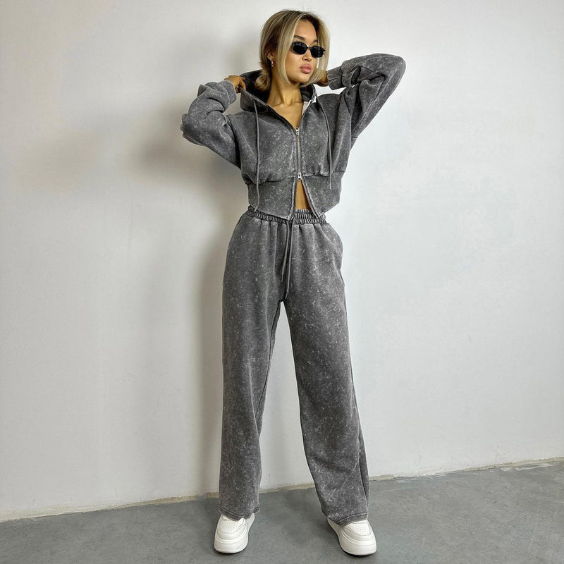 Ensemble Sweat à Capuche Effet Usé - Confort Coton Premium