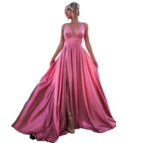 Robe Longue Sans Manches Épaules Tombantes Fendue