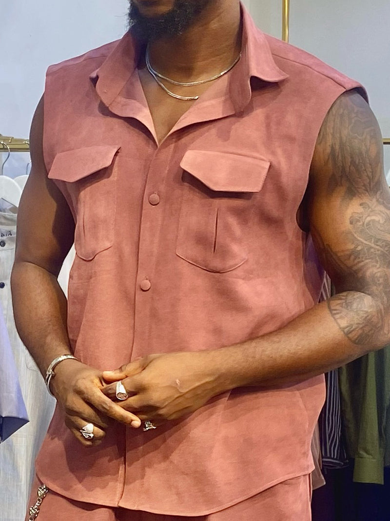 Sans Manches Button - Up Chemise & Cargo Pantalon Set