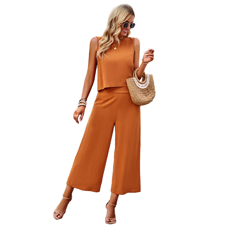 Sans Manches Top & cropped Pantalon two-piece set