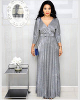 Robe Décolleté V Bronze à Poches – Élégance Dorée