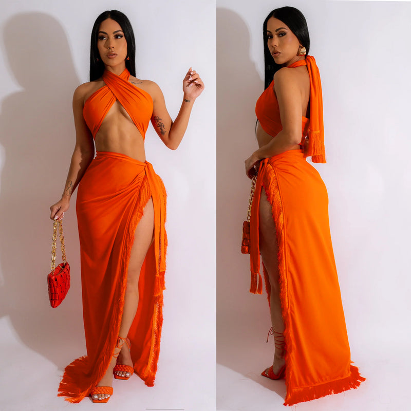 Femme's Chest Portefeuille Tassel Two-piece Set