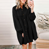 Thin Patchwork Pleated Long Sleeve Dress — tendance 2026