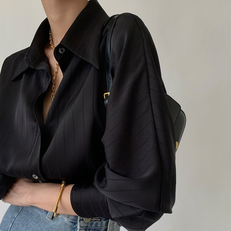Satin Shirt With Mature Design — VELORA