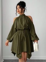 Robe Manches Longues Unie Automne - Élégance Intemporelle