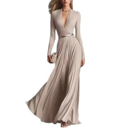 Robe Texturée Manches Longues Style Français – Sophistication Pure