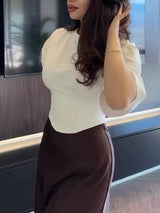 Solid Color Short Sleeve Cropped Top — mode femme