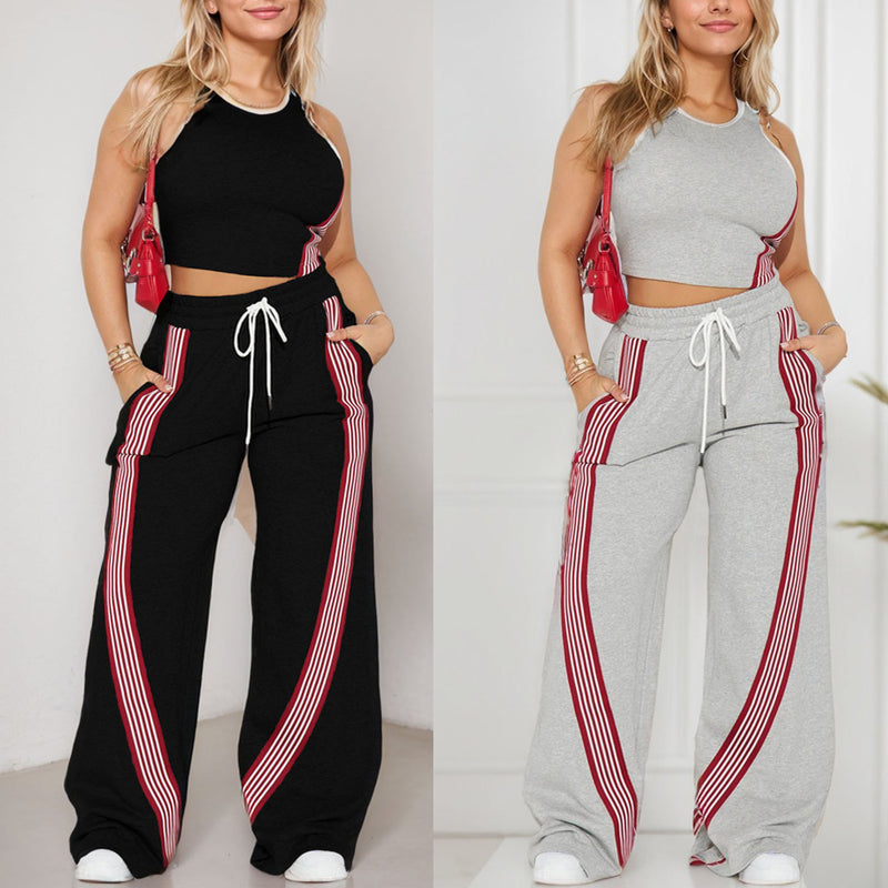 Ensemble Deux Pièces Chic - Tank Top Sans Manches et Pantalon Droit