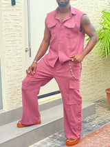 Sans Manches Button - Up Chemise & Cargo Pantalon Set