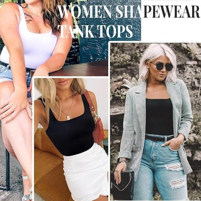 Top Gainant Bretelles Col Carré – Sculpture Douce & Confortable