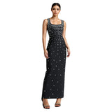 Robe Fourreau Strass Col U - Élégance Sophistiquée Premium