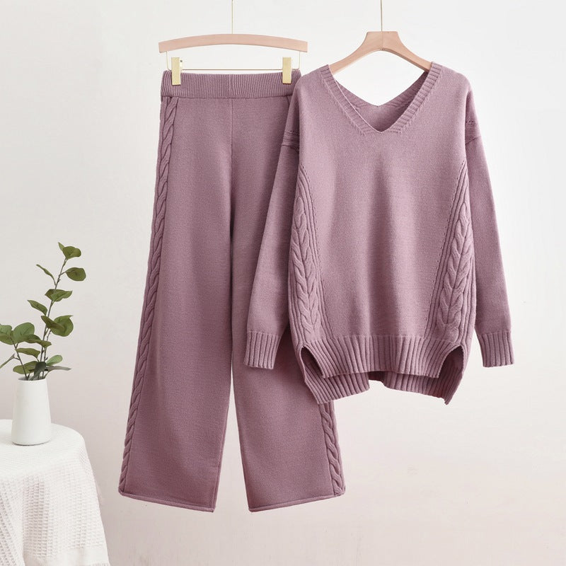 Western Style Fashionable Wide Leg Pantalon Femme's Two-piece Tailleur