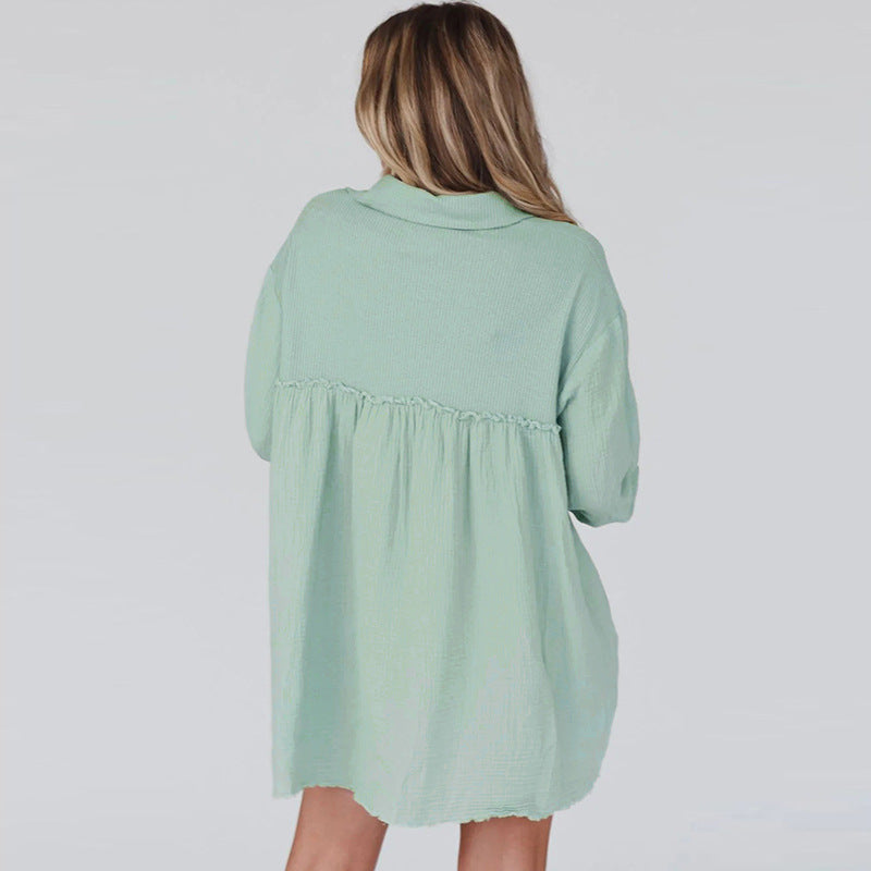 Thin Patchwork Pleated Long Sleeve Dress — mode femme