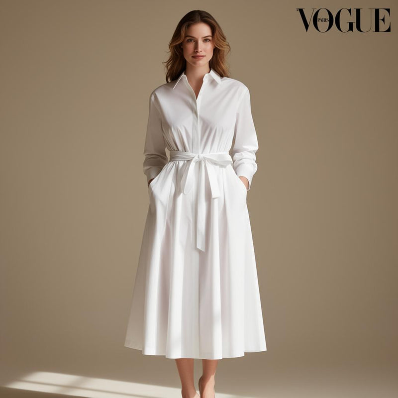 Robe Chemise Blanche en Popeline Velora