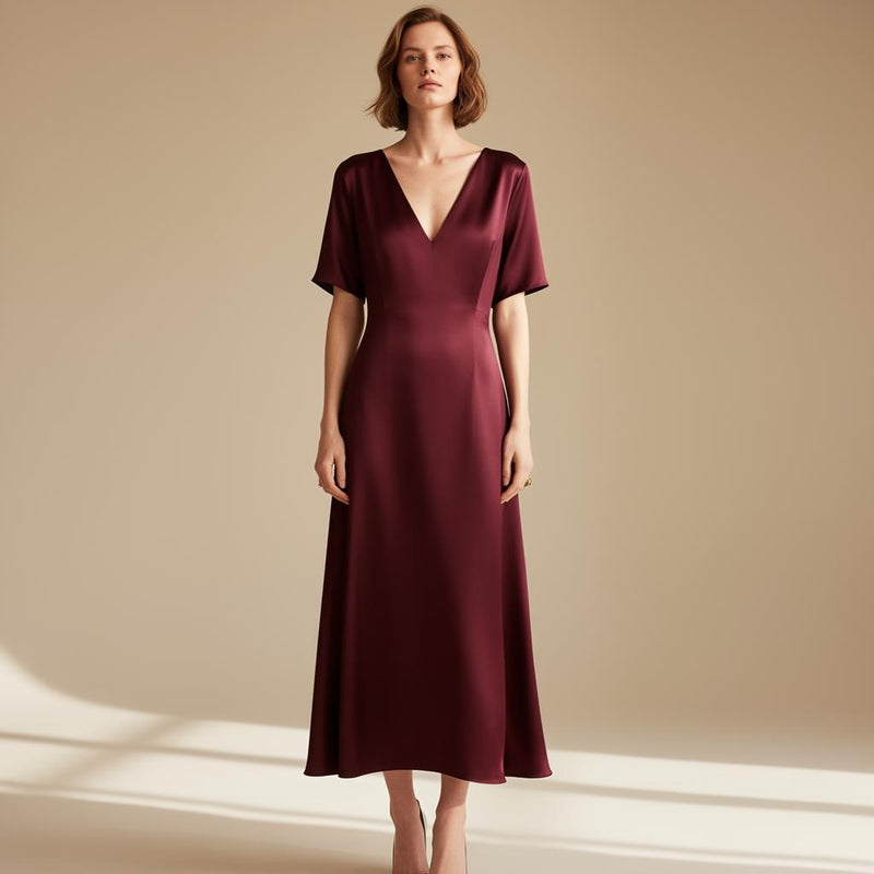 Robe Bordeaux en Soie Velora