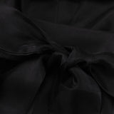 Top Voile Noir Manches Bouffantes Col V Nœud