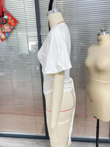Casual Simple Solid Color Half Sleeves Back Bandage Top — livraison gratuite