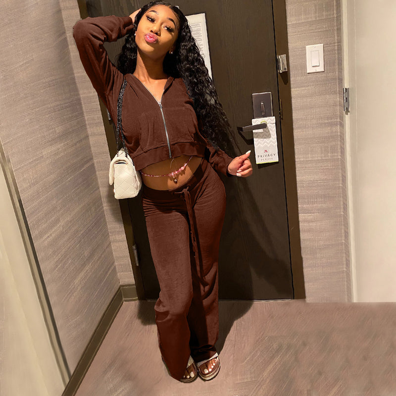 Ensemble Sport Velours à Capuche – Confort Athleisure Féminin