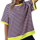 T-shirt Rayé Ample Femme - Élégance Décontractée
